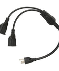 Heavy Duty Three Pin To Two Outlet Power Extension Cord With Hella Roomy Flexible Spacing, Y splitter with two outlets.