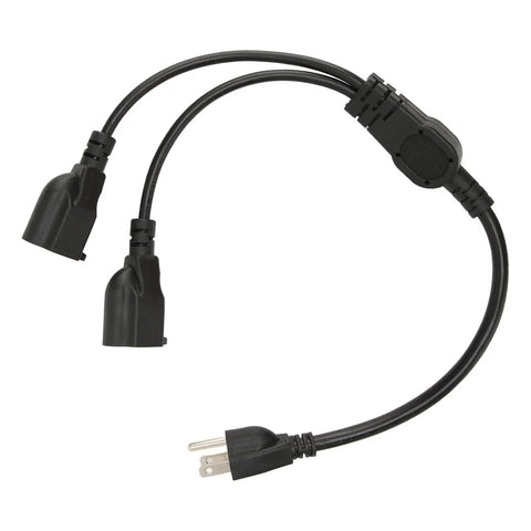 Heavy Duty Three Pin To Two Outlet Power Extension Cord With Hella Roomy Flexible Spacing, Y splitter with two outlets.