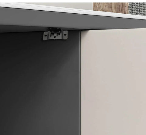 10 Pack Heavy Duty Stainless Steel Corner Brackets Snapping Right On Quick Fit Furniture Joint Connectors With Screws installed between furniture edges.