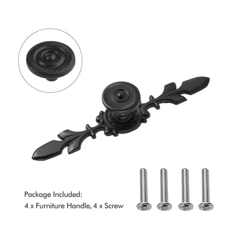 Vintage Style Zinc Alloy Pull Handle For Cabinets And Drawers Black 4 Pack With Screws Fits 18mm Thick Wood Ideal For Drawer