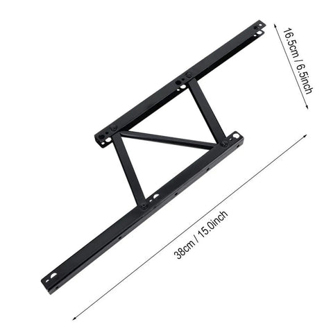 Hefty Black Steel Coffee Table Lift Top Hinge Pair Featuring Smooth As Butter Glide Mechanism, 38cm long.
