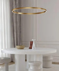Modern Black Aluminum Pendant Light For Kitchen Island Dining Room With Adjustable Drop Cord Sleek Groove Design Stylish Ceiling Fixture in a bright dining setting.