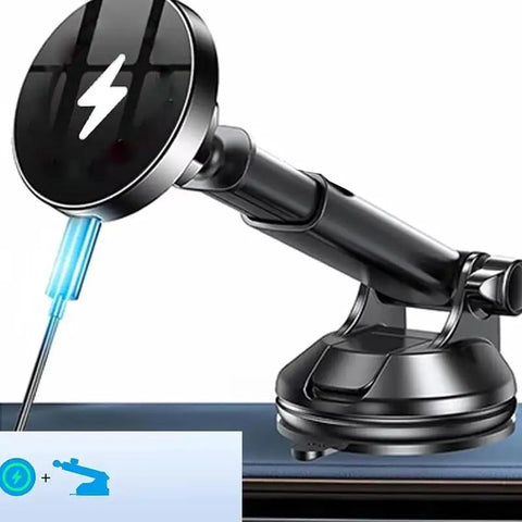 Legit Magnetic Wireless Car Charger With Hella Secure N55 Magnets And Quick Charge Universal Phone Mount Delivers Dead Accurate Viewing Angles Via Smooth Extending Arm Daily close-up view of the charger and mount.