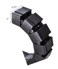 Close-up of black Vertebrae Cable Management Spine Kit modular segment for cable routing