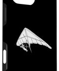 Black Hang Gliding Themed iPhone 16 Pro Max Case with Double Layer Protection, featuring minimalist glider design, scratch resistant.
