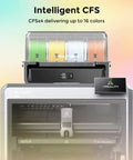 K2 Plus Combo 3D Printer With CFS Multi Color Printing Up To 16 Colors display showing Intelligent CFS system.