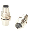 8 Pin M12 A Code Male To 8 Pin Female Bulkhead Connector IP67 Panel Mount Sensor Feedthrough Adapter