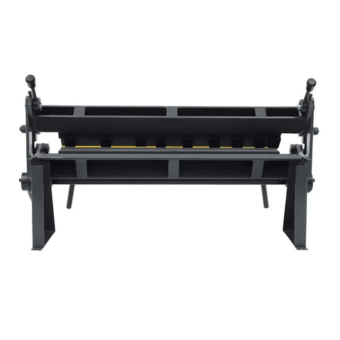 Front view of 24 Inch Pan and Box Brake Sheet Metal Bender Hand Brake Machine with Adjustable 0 to 135 Degrees Removable Fingers