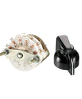 Two Pole Six Throw Rotary Switch Band Selector With Two Decks, 14 Pins, 10mm Mount Hole, 6mm Shaft, And Plastic Knob With Mounting Nut