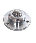 Heavy Duty Ball Bearing Caster Smooth 360 Degree Universal Wheel No Sweat Stem Roller For Shop Carts And Crates Built Different To Crush Heavy Loads Solid One Pack, close-up of shiny steel ball bearing.