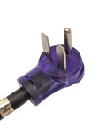 Pro Grade Heavy Duty 30A NEMA 6-30 Extension Cord 25ft, STW 10AWG 3 Conductor plug close-up, nickel plated pins