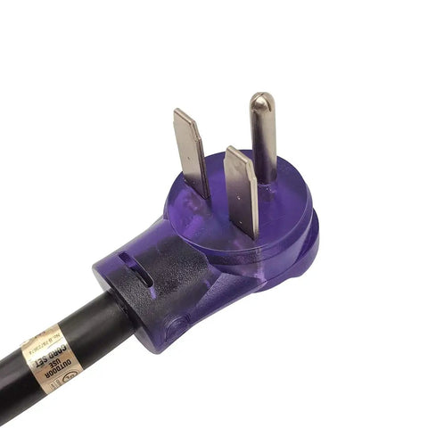 Pro Grade Heavy Duty 30A NEMA 6-30 Extension Cord 25ft, STW 10AWG 3 Conductor plug close-up, nickel plated pins