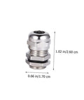 5 Pack Waterproof Cable Glands Joint Kit For Wire Sealing Durable Metal Glands close-up showing size dimensions in inches and cm