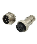 Close-up of GX-16 5-Pin XLR Connectors Kit 16mm Male and Female, showing gold-plated contacts, quick-connect fit.