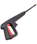 BC111HS Pressure Washer Bundle With 1600 PSI Electric Unit trigger gun, black and red, angled view, isolated on white