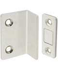 Strong Magnetic Cabinet Catches Set with Punch Free L Shaped Hidden Door Closers in white, shown in detail