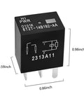 Two Pack 12V DC 4 Pin Automotive Relay 8T2T-14B192-AA OEM Replacement For Ford Vehicles, Plug-And-Play Ready, Durable, Easy Install, Beefy Power Relay For Car Wiring And Modules. Black 12V relay with 0.86x0.59x0.98 inch size markings.
