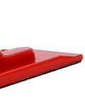 Built Tough Abs Table Saw Push Block With Angled Handle And Rock Solid Textured Grip Bright Red visibility side view detail.