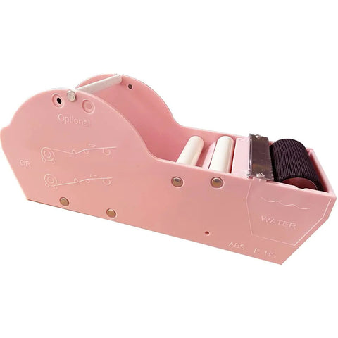 Solid Water Activated Gummed Kraft Paper Tape Dispenser Featuring Easy 3 Inch Side Loading Threader, pink handheld design for efficient packing.