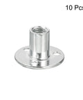 M12 Brad Hole Tee Nut Set Of 10 Carbon Steel Round Base Screw In T Nuts for furniture hardware, close-up view