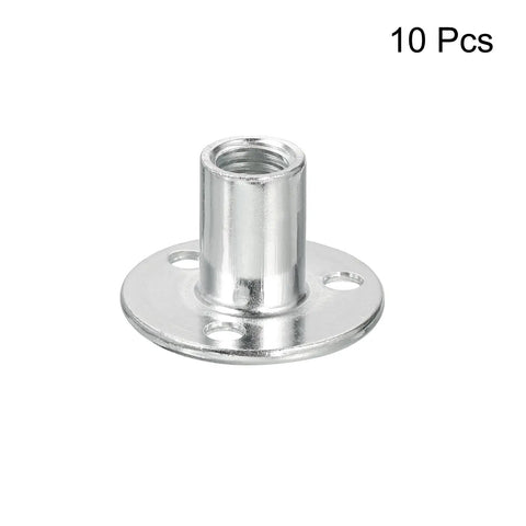M12 Brad Hole Tee Nut Set Of 10 Carbon Steel Round Base Screw In T Nuts for furniture hardware, close-up view