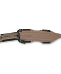 Camp 10 Machete 10 Inch Recurve Fixed Blade, Full Tang, 65Mn Carbon Tool Steel, Tan Handle, Includes Sheath And Straps displayed horizontally