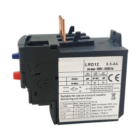 LRD12 Thermal Overload Relay 5.5 To 8 A For LC1D Contactors with specifications visible on side