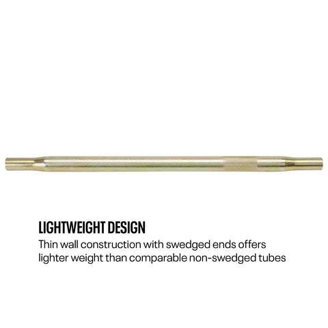 Steel Tube With Swaged Ends 12 Inch Length Three Quarters Inch Outer Diameter Wall Thickness 0.065 Inch Half Inch 20 Threads Right Hand On One End Left Hand On The Other Zinc Plated For Corrosion Resistance Adjustable Length, side view