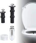 Universal Toilet Seat Bolt Replacement Kit In Stainless Steel Heavy Duty Gear includes black and white bolts for secure toilet seat fitting.