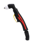 P80 Plasma Cutter Torch Head With Ergonomic Handle For 10A To 80A, Heavy-Duty Workhorse shown with red black low-heat body