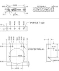 Two Pack CNC Engraving Spindle Mount Fixture For 80mm Motors Aluminum Alloy Support Base Bracket In Black Easy Install Durable 80mm Spindle Motor Clamp For CNC Routers And Engraving Machines. Technical drawing of 80mm spindle mount bracket with mounting hole measurements