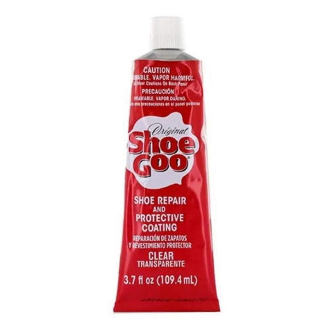 Front view of Shoe Goo Specialty Sealant And Glue 3.7 Oz Tube Clear Finish for your kicks bonds leather rubber canvas and more