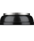 Duncan Flush Mount Light In Pewter With Black Shade, Clean Industrial Vibe Ceiling Fixture, classic silhouette, side view