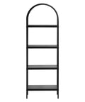 Tall Freestanding Arched 4 Tier Open Storage Shelf With Heavy Duty Metal Frame Industrial Display Unit Black Book Organizer