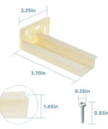 Kitchen Drawer Rail Bracket For Butter Smooth Gliding Rear Track Back Plate Heavy Duty Nylon Side Mount Swap White No Sweat Hardware Kit Solid Fit Drawer Upgrade with size dimensions shown.