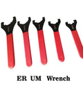 Heavy Duty Type ER Wrench For ER16 ER20 ER25 ER32 ER40 Collet Chuck Nut Spanner Fit CNC Router Engraving Spindle Tool Holder High Torque Alloy Steel set of five with red handles.