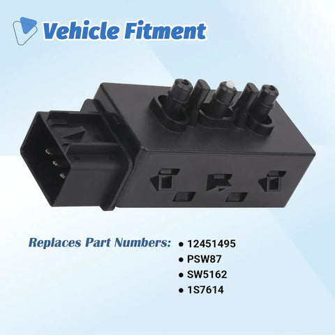 Front Left Driver Side 6 Way Power Seat Adjustment Switch Easy Install Replacement For 2004 2013 Chevy Silverado GMC Sierra Yukon Cadillac Buick Models 12451495 SW5162 1S7614 showing 8-pin connector and control levers.