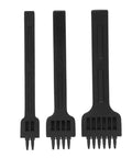 Leather Craft Stitching Punch Tool Set 3 Piece 2 Prong 4 Prong 6 Prong Chisel 4mm with smooth handles and steel tips