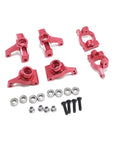 Premium Metal Steering Blocks And C Hub Carriers Rc Car Upgrade Kit Built Different For Wltoys Series Models in red finish.