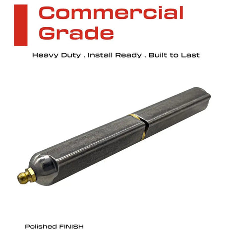 Heavy Duty Weldable Bullet Hinge Measures 6 Point 24 Inches By 0.979 Wide, polished steel, ideal for heavy-duty gate and door applications.