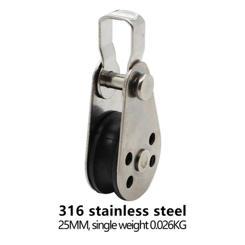 Heavy Duty Nylon Marine Pulley Set Stainless Steel Bearing Rope Runner Blocks 25mm for boats, corrosion resistant.