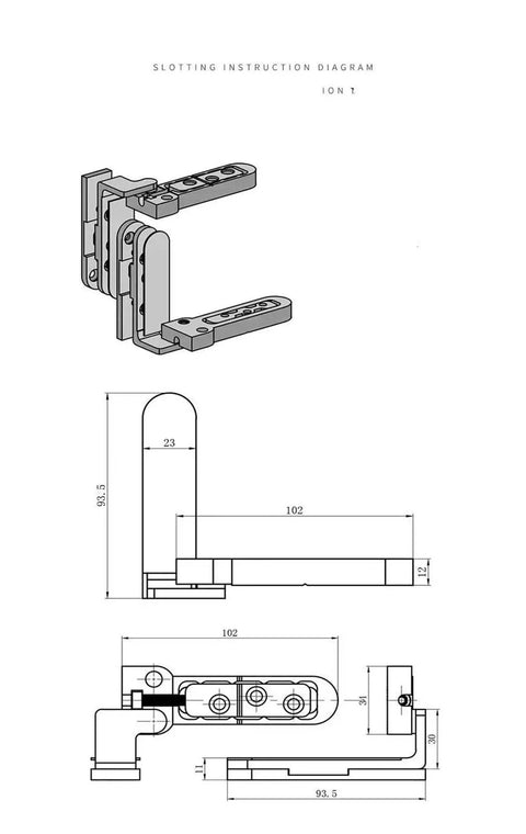 Technical diagram of Beefy Heavy Duty Adjustable Hidden Door Hinge, 80kg Stainless Steel Concealed Pivoting Swing Hinge, Black Finish.