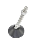 No Sweat Adjustable Furniture Levelers 4 Pack Swivel Articulating Feet With M8 M10 M12 Threads Heavy Duty Carbon Steel Body showing a single leveler foot.