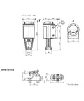 Electric Hydraulic Reset Actuator Compatible With Ventilation And Refrigeration Dampers, technical blueprint dimensions illustration.
