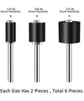 Superb 307 Piece Sanding Drum Kit With 80 To 240 Grit Abrasive Sleeves For Electric Mini Grinders showing 1/4 IN, 3/8 IN, and 1/2 IN drum mandrels.
