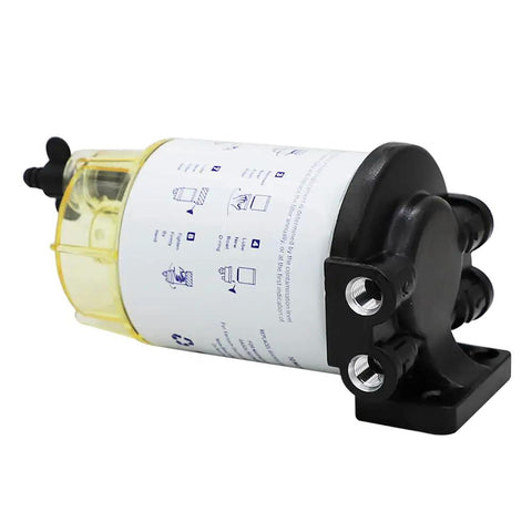 Boat Ready Marine Fuel Water Separator Kit With 10 Micron Filter For 3 Eighth Inch NPT Outboard Motors Brass Fittings Aluminum Housing