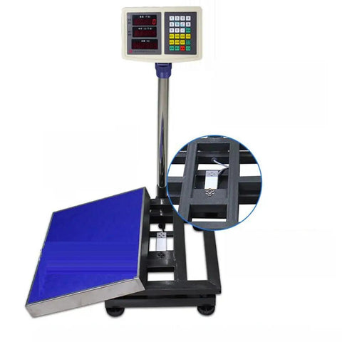 Heavy Duty Industrial Floor Scale With Digital Display And Foldable Platform, measuring surface shown with blue platform.