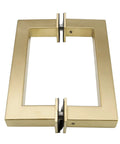 Stainless Steel 304 Grade Tubular Back to Back Shower Door Pull Handle 6 Inch Center to Center Square Satin Brass Finish Pair Pack