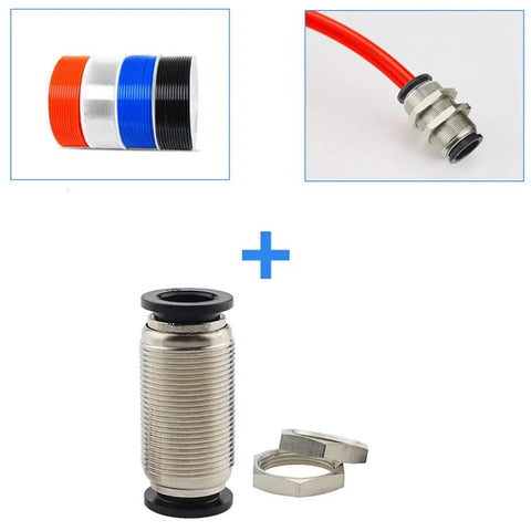 10 Pack Bulkhead Union One Quarter Inch To One Quarter Inch Push To Connect Pneumatic Tube Fittings with PBT body