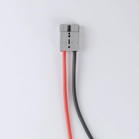 10AWG 50A Battery Cable With Quick Connectors For LiFePO4 Power, M8 Terminal, 12V DC High Current Lead Wire For Boat And RV, Durable Silver Plated Copper Terminals For Safe, Efficient Charging And Easy Hookup, red and black cable with gray connector